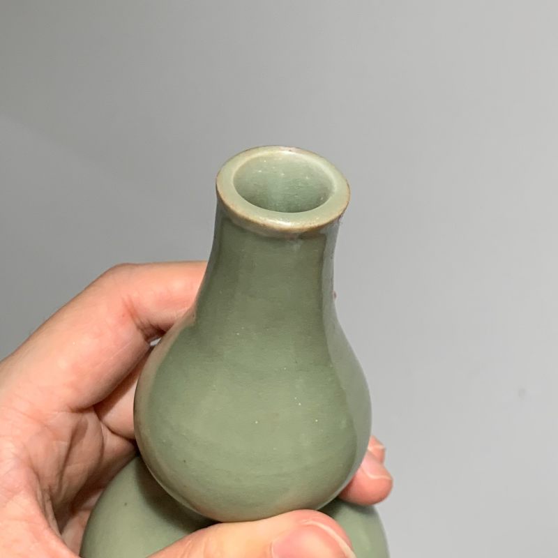 明代 龙泉窑梅子青釉葫芦瓶 - 图8