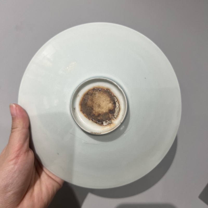 明代 青白釉花卉纹斗笠盏 - 图5