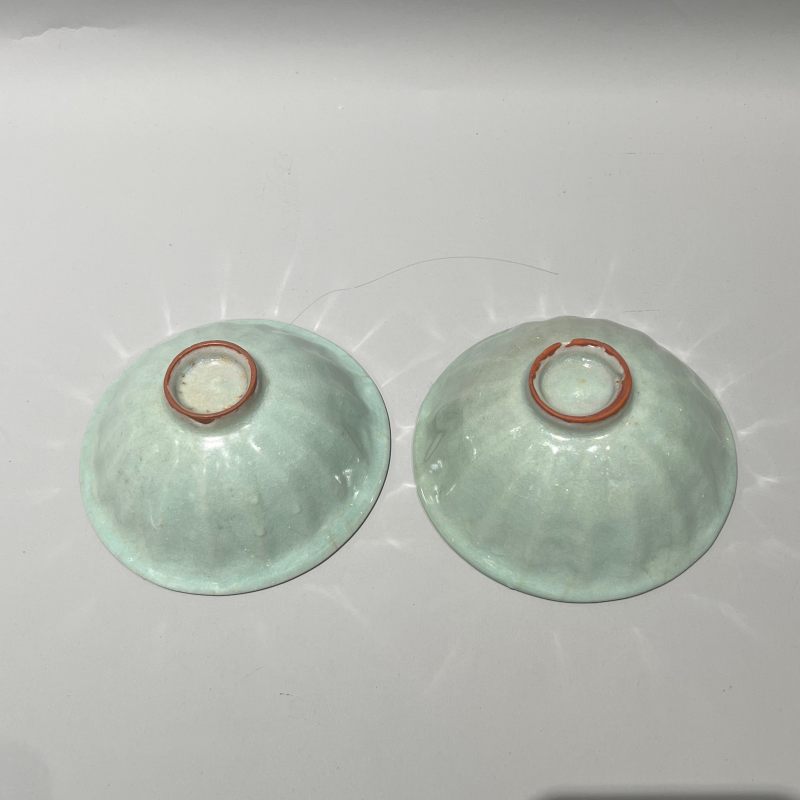 明代 龙泉窑粉青釉茶盏一对 - 图5