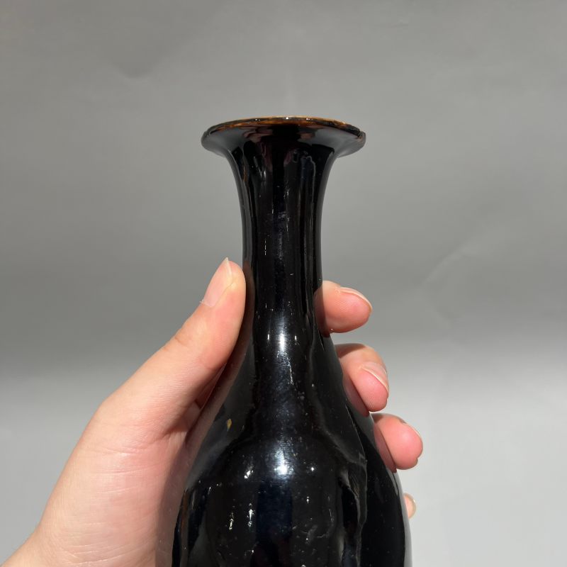 明代 黑釉玉壶春瓶 - 图3