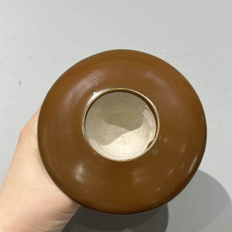 明代 柿红釉镂空云纹行炉 - 图3
