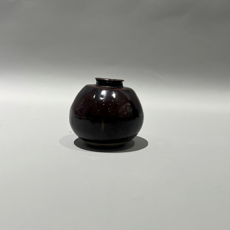 明代 洪塘窑薄胎酱黑釉茄子 - 图4