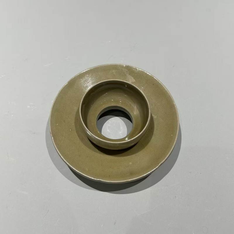 明代 高丽青黄釉盏托 - 图5