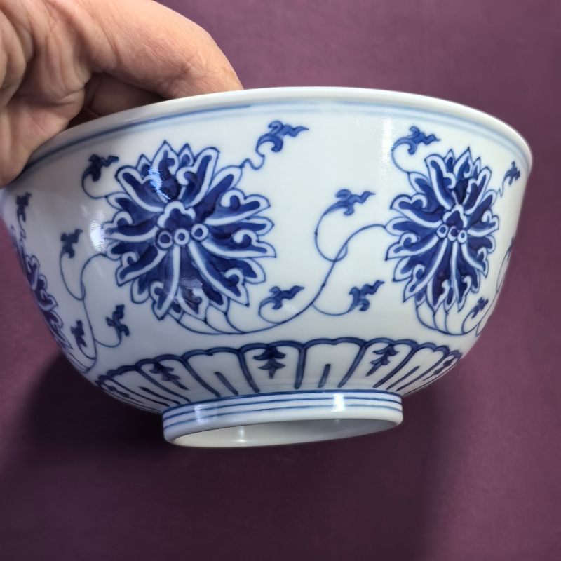 清光绪青花缠枝莲纹碗-多宝古瓷宝典