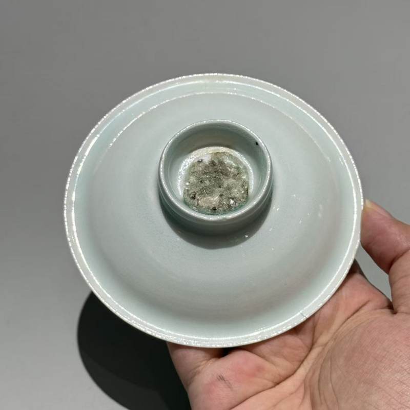 明代 青白釉杯、托一套 - 图7