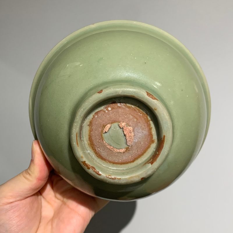 明代 龙泉窑梅子青釉素面宫碗 - 图6