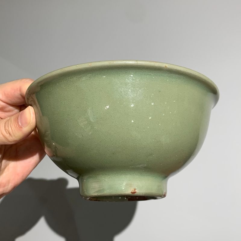 明代 龙泉窑梅子青釉素面宫碗 - 图7