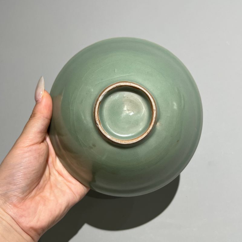 明代 龙泉窑青釉深腹刻花盏 - 图5