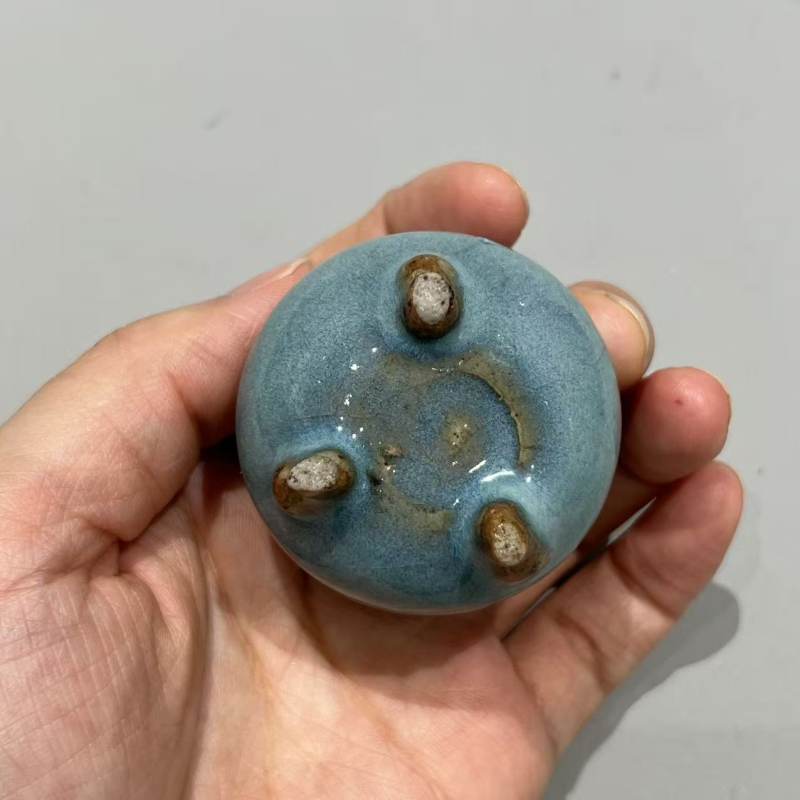明代 钧窑天蓝釉小琴炉 - 图6