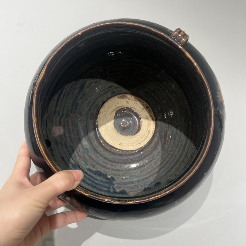 明代 黑釉铁锈花双系罐 - 图4