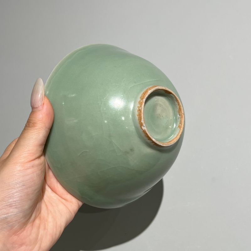明代 龙泉窑青釉深腹刻花盏 - 图6
