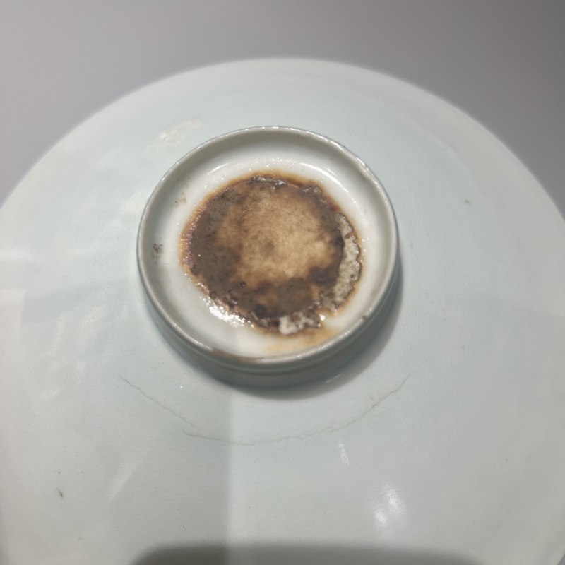 明代 青白釉花卉纹斗笠盏 - 图6