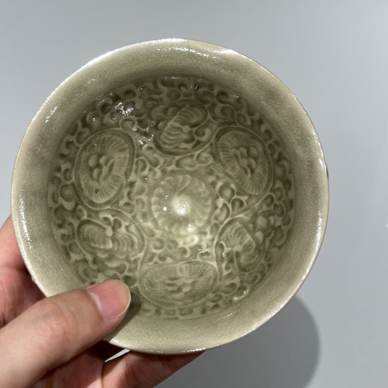 明代 青釉团菊纹盏三个一组 - 图19