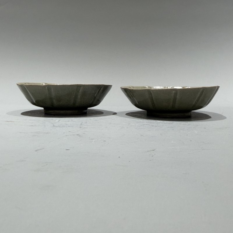 明代 青釉蔗段洗一对 - 图4
