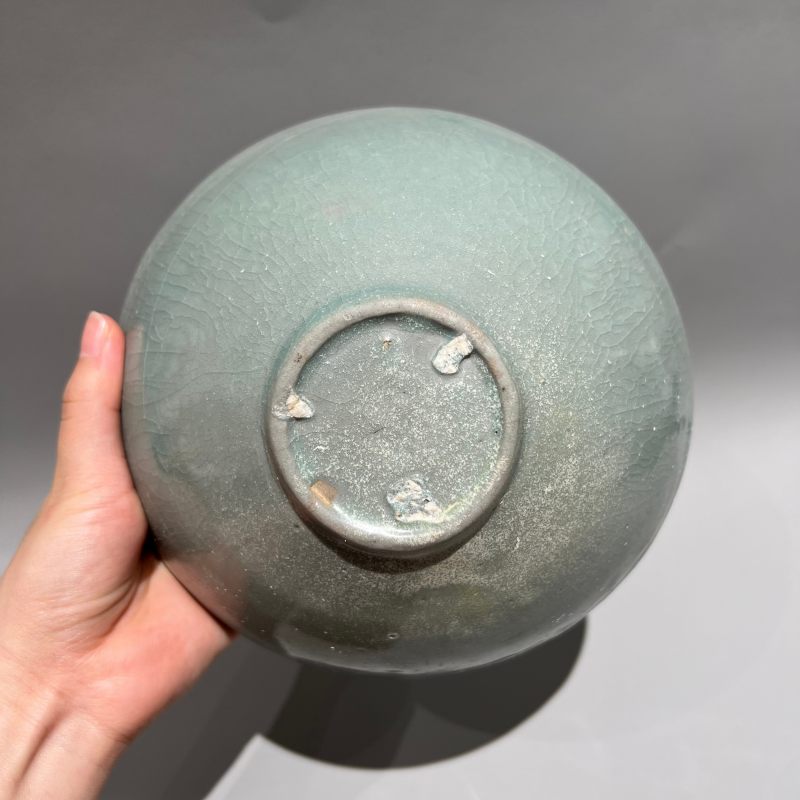 明代 高丽天青印花大碗 - 图6