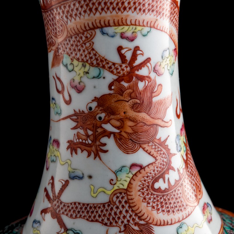 十九世紀晚 粉彩龍紋賞瓶 | A Chinese famille rose dragon vase, Late 19th century - 图8