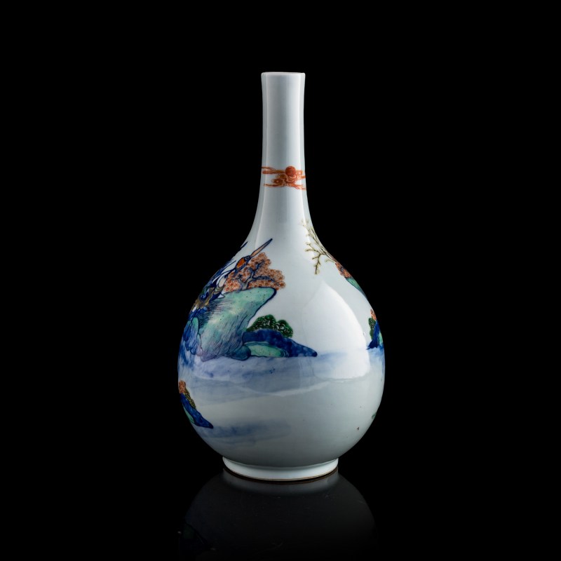 十九世紀 青花加彩西游記人物膽瓶 | A Chinese blue and enamel 'Journey to the West' danping vase, 19th century - 图2