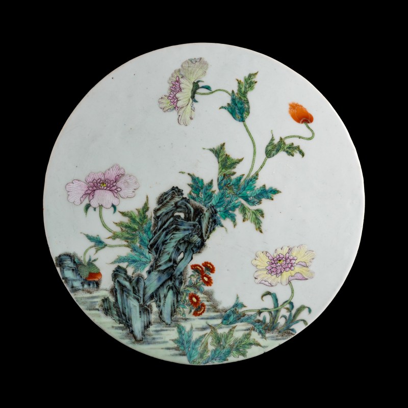 民國 粉彩花卉瓷板 | A Chinese famille rose 'floral' porcelain plaque, Republic period - 图1