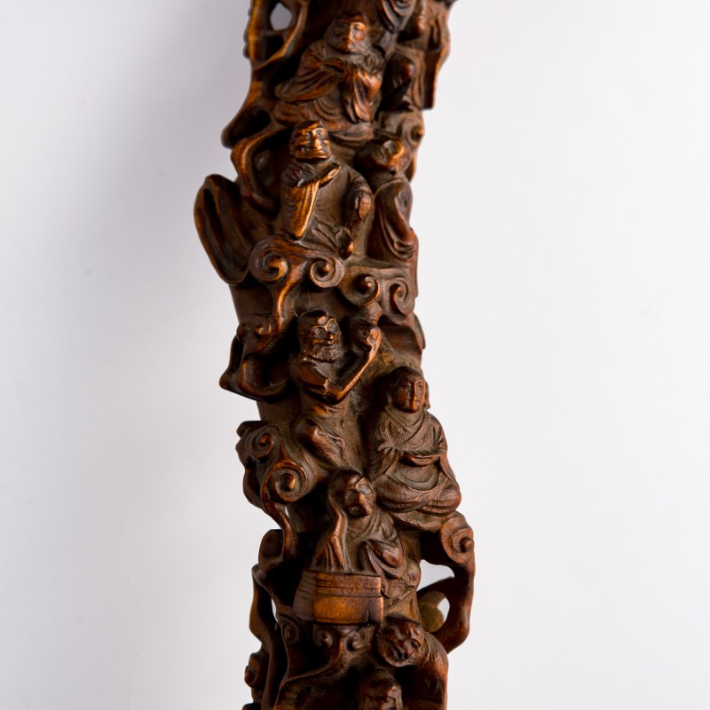 十九世紀 黃楊木雕十八羅漢如意 | A Chinese carved boxwood 'Eighteen Luohans' ruyi scepter, 19th century - 图8