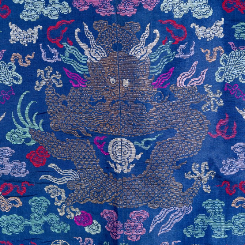 十九世紀 藍地織錦龍袍 | A Chinese blue-ground brocade dragon robe, 19th century - 图7
