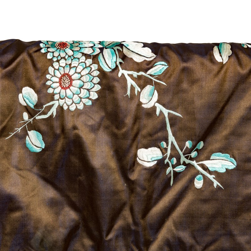 十九世紀晚 咖緞刺綉花卉女襖 | A Chinese brown satin embroidered floral woman's jacket, late 19th century - 图4
