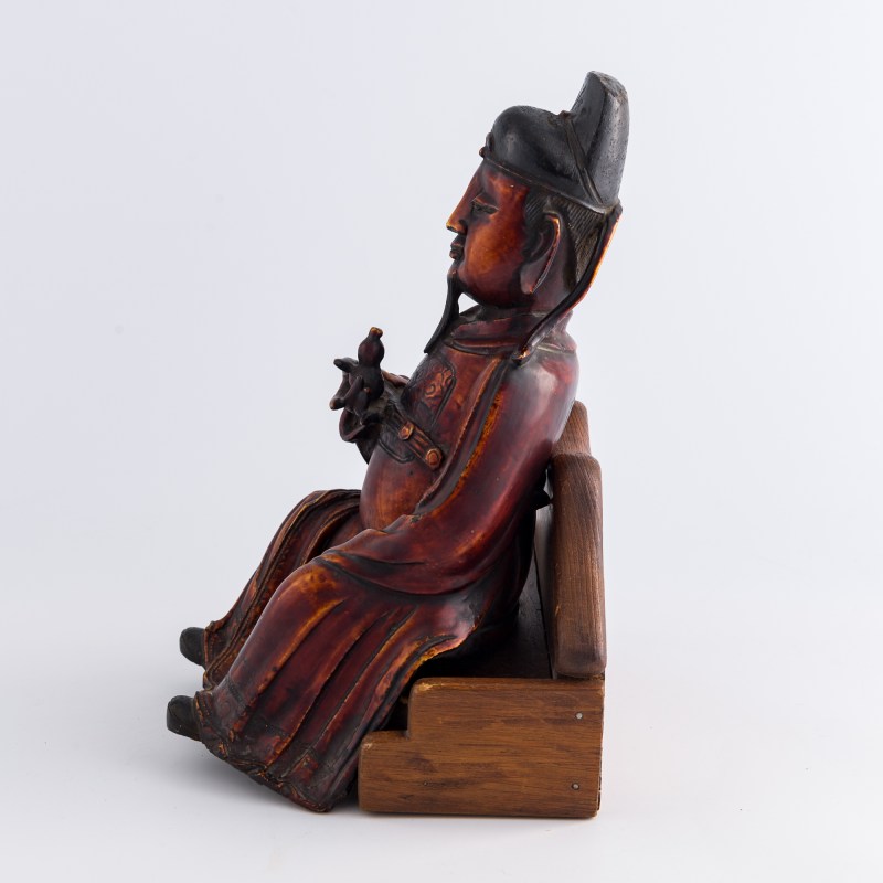 明代 銅漆金文昌星坐像（附木座） | A Chinese gilt-lacquered bronze seated Wenchang figure, Ming dynasty - 图3