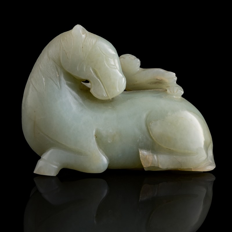 清代 玉雕馬上封候及玉蓮挂墜 | A Chinese jade 'monkey on horseback' carving and lotus pendant, Qing dynasty - 图3