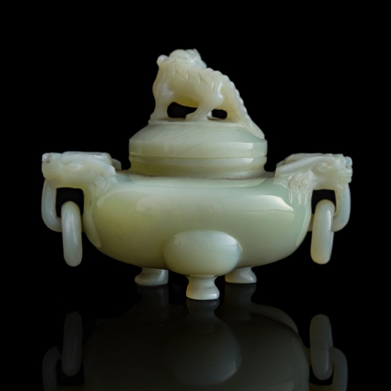十九世紀 料器獅鈕蓋爐 | A Chinese glass covered censer with lion finial, 19th century - 图3