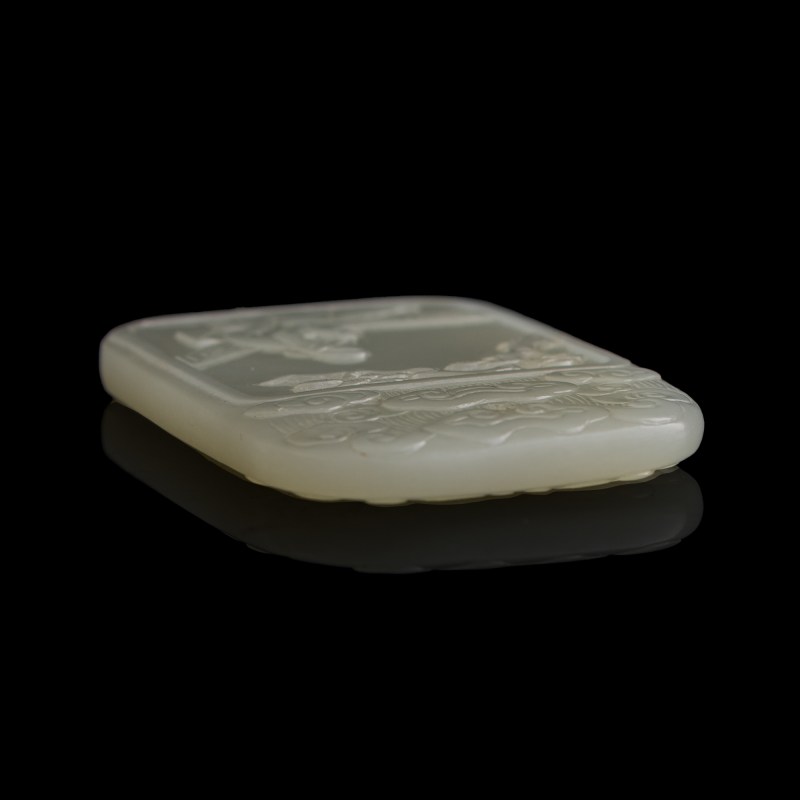 十八世紀 白玉太白醉酒詩文牌（附木座） | A Chinese white jade 'Li Bai' and 'inscription' plaque, 18th century - 图9