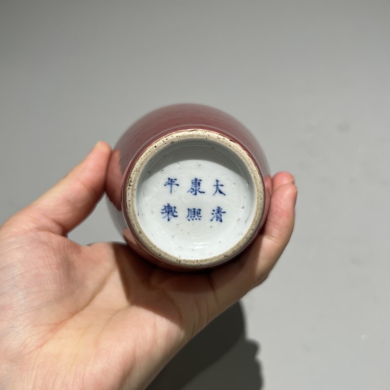 清代 豇豆红釉莱福尊 - 图5