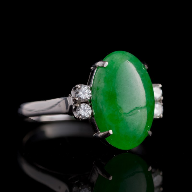 金屬鑲翡翠戒指四隻 | Four Chinese jadeite-set metal rings - 图4