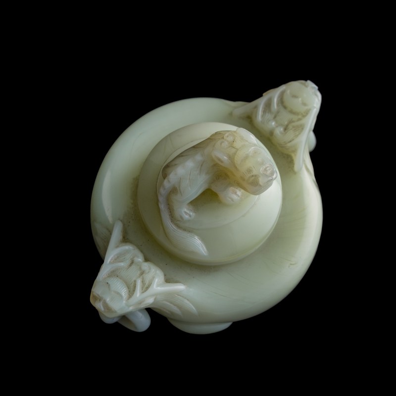 十九世紀 料器獅鈕蓋爐 | A Chinese glass covered censer with lion finial, 19th century - 图5