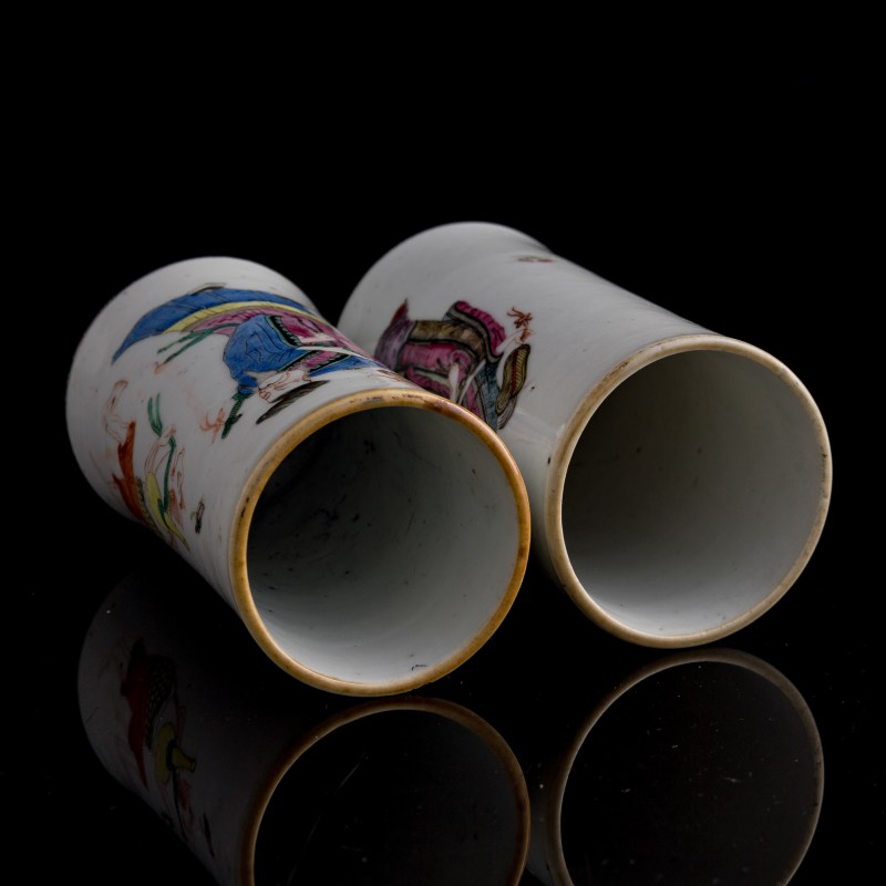 十九世紀早 粉彩八仙筆筒兩隻 | Two Chinese famille rose 'Eight Immortals' brushpots, early 19th century - 图7
