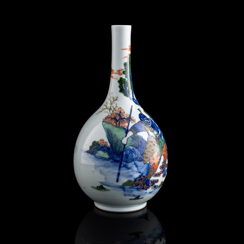 十九世紀 青花加彩西游記人物膽瓶 | A Chinese blue and enamel 'Journey to the West' danping vase, 19th century - 图3