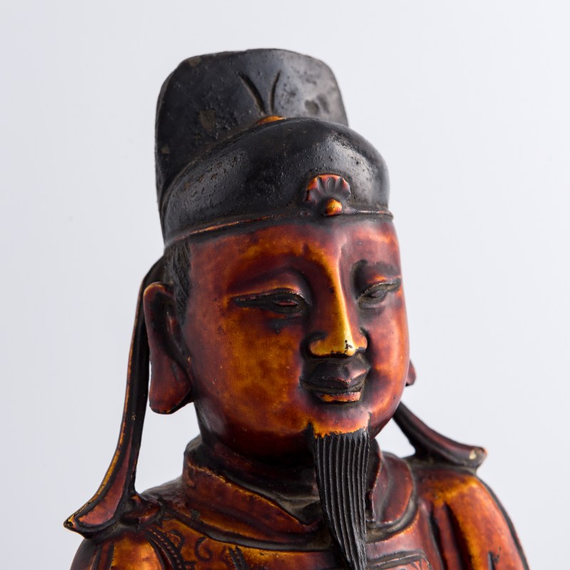 明代 銅漆金文昌星坐像（附木座） | A Chinese gilt-lacquered bronze seated Wenchang figure, Ming dynasty - 图6
