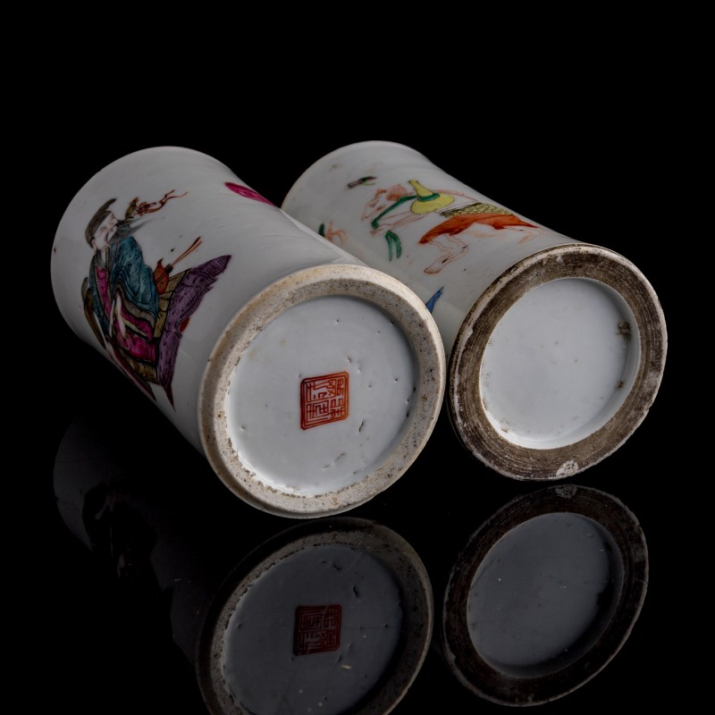 十九世紀早 粉彩八仙筆筒兩隻 | Two Chinese famille rose 'Eight Immortals' brushpots, early 19th century - 图8