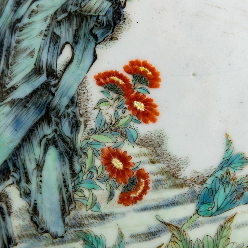 民國 粉彩花卉瓷板 | A Chinese famille rose 'floral' porcelain plaque, Republic period - 图5