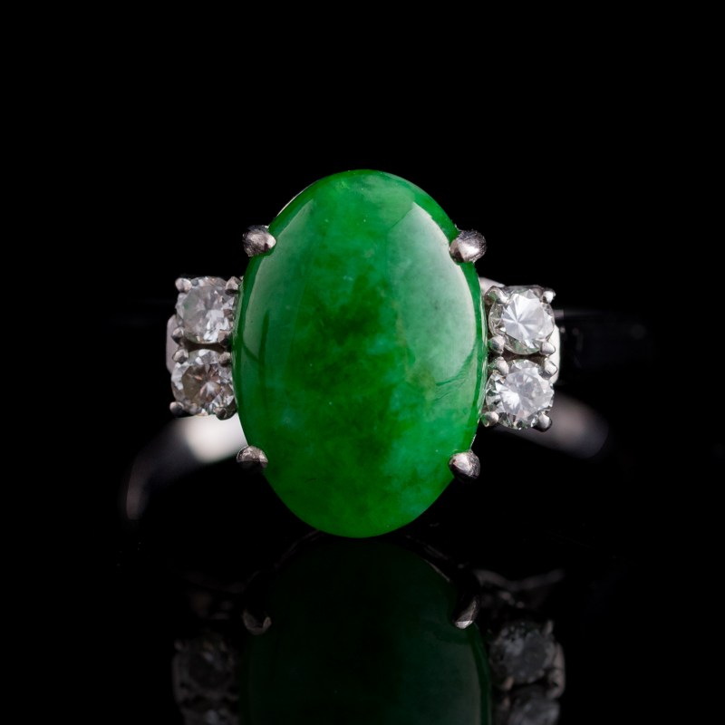 金屬鑲翡翠戒指四隻 | Four Chinese jadeite-set metal rings - 图10