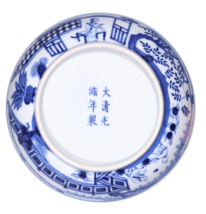 清光绪 青花岁寒三友图盘 - 图2