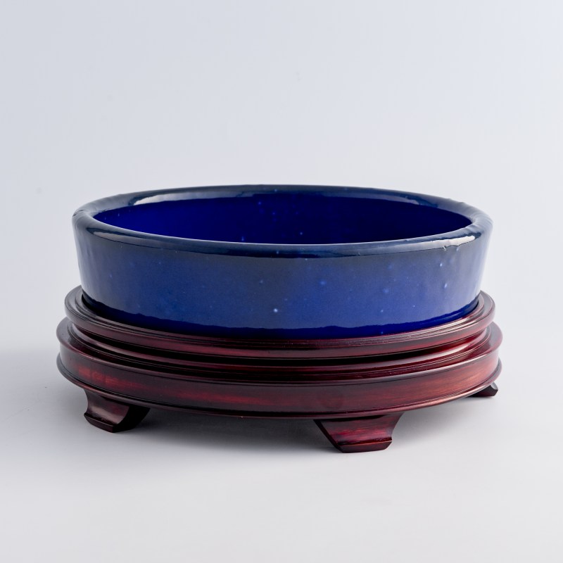 民國 祭藍釉筆洗（附木座） | A Chinese sacrificial-blue-glazed brush washer, Republic period - 图2