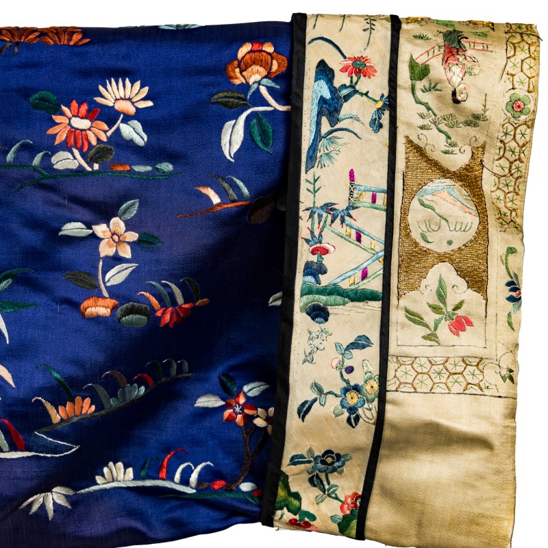 十九世紀 藍地刺綉人物女褂 | A Chinese blue-ground embroidered figural woman's jacket, 19th century - 图9