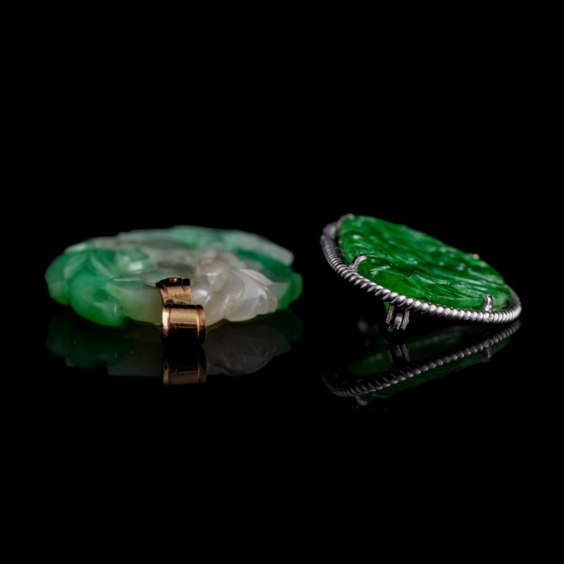 清代 翡翠佩飾兩件 | Two Chinese jadeite jewelry pieces, Qing dynasty - 图7