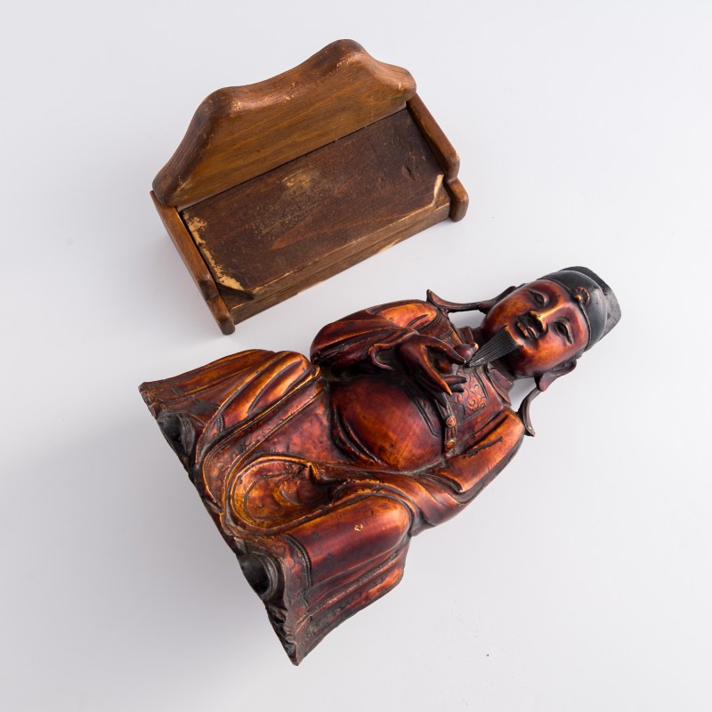 明代 銅漆金文昌星坐像（附木座） | A Chinese gilt-lacquered bronze seated Wenchang figure, Ming dynasty - 图8