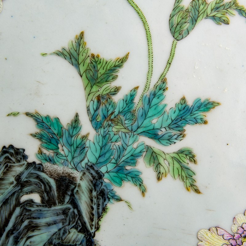 民國 粉彩花卉瓷板 | A Chinese famille rose 'floral' porcelain plaque, Republic period - 图6