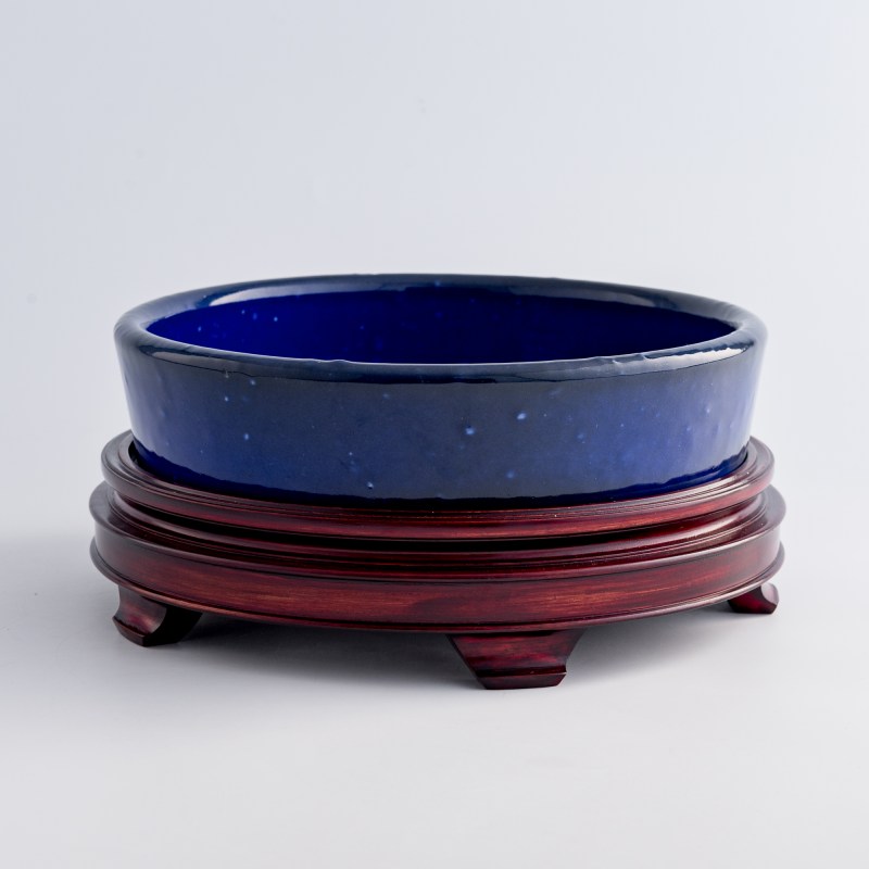 民國 祭藍釉筆洗（附木座） | A Chinese sacrificial-blue-glazed brush washer, Republic period - 图3