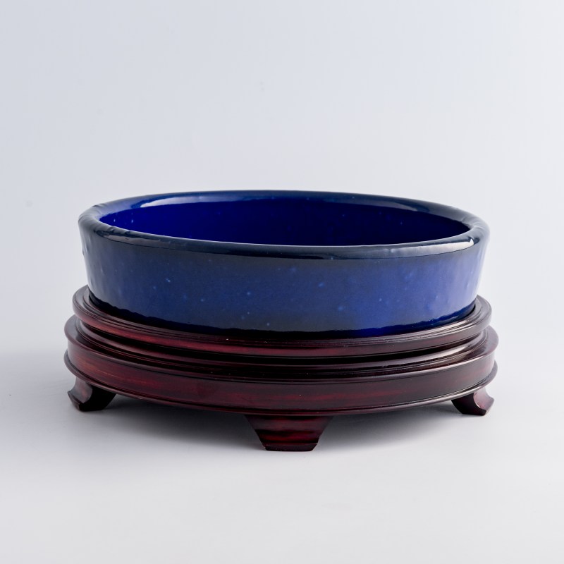 民國 祭藍釉筆洗（附木座） | A Chinese sacrificial-blue-glazed brush washer, Republic period - 图4