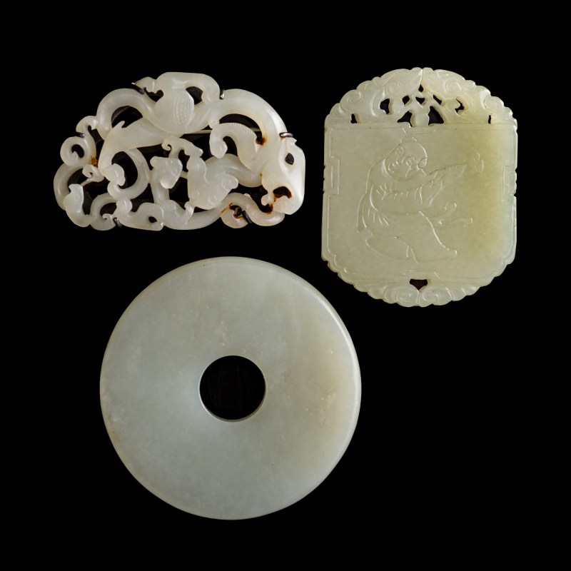 明代/清代 各式玉件三件 | Three assorted Chinese jade carvings, Ming/Qing dynasty - 图1