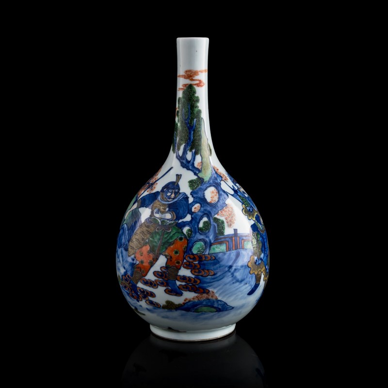 十九世紀 青花加彩西游記人物膽瓶 | A Chinese blue and enamel 'Journey to the West' danping vase, 19th century - 图4