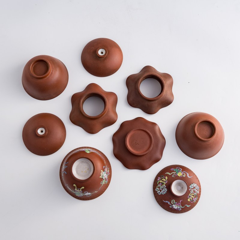 清代/民國 紫砂蓋碗三件 | Three Chinese Yixing zisha covered tea bowls, Qing dynasty/Republic period - 图8
