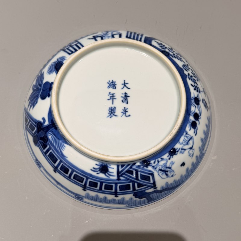 清光绪 青花岁寒三友图盘 - 图7